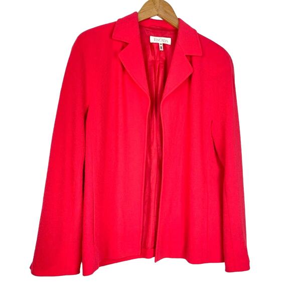Escada | Bright Orange Blazer Wool Blend Structured Coral 6 - Picture 1 of 9